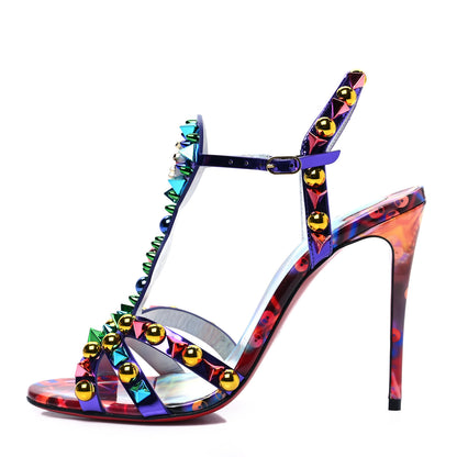 Christian Louboutin Patent Embellished Goldora Disco 100 Sandals 36.5 Multicolor 1 of 8