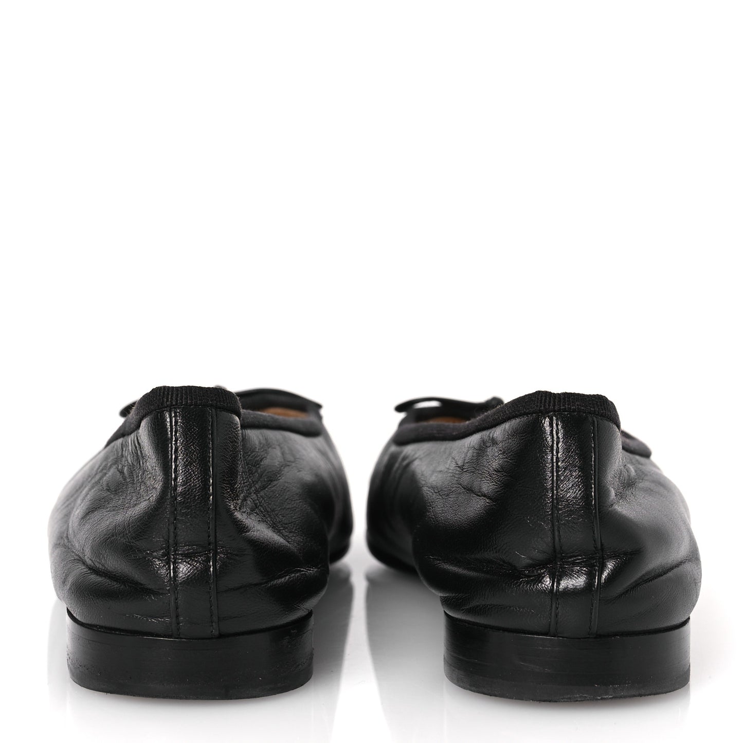 Lambskin Patent Cap Toe Ballerina Flats 38.5 Black