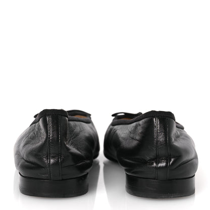 Chanel Lambskin Patent Cap Toe Ballerina Flats 38.5 Black 6 of 14