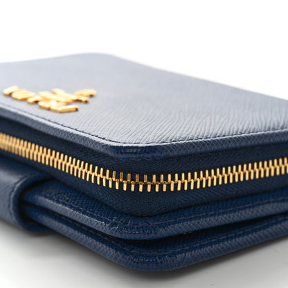 Prada Saffiano Metal Compact Wallet Cobalto 9 of 9
