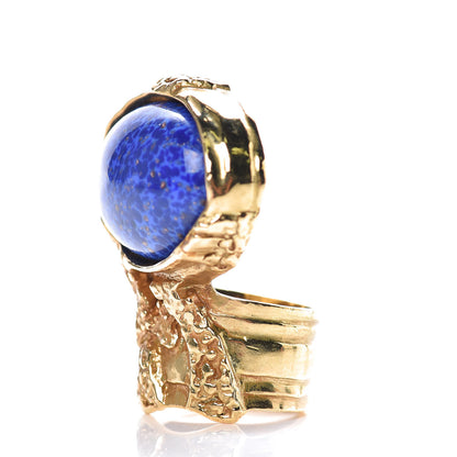 Saint Laurent Glass Cabochon Arty Ovale Ring 5 Gold Lapis 3 of 6