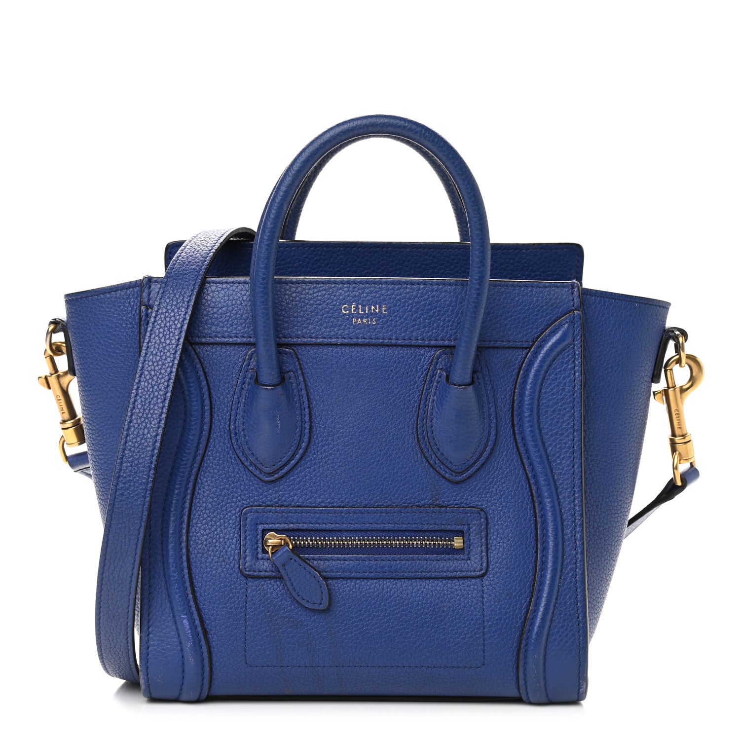 Celine Drummed Calfskin Nano Luggage Indigo 1 of 21