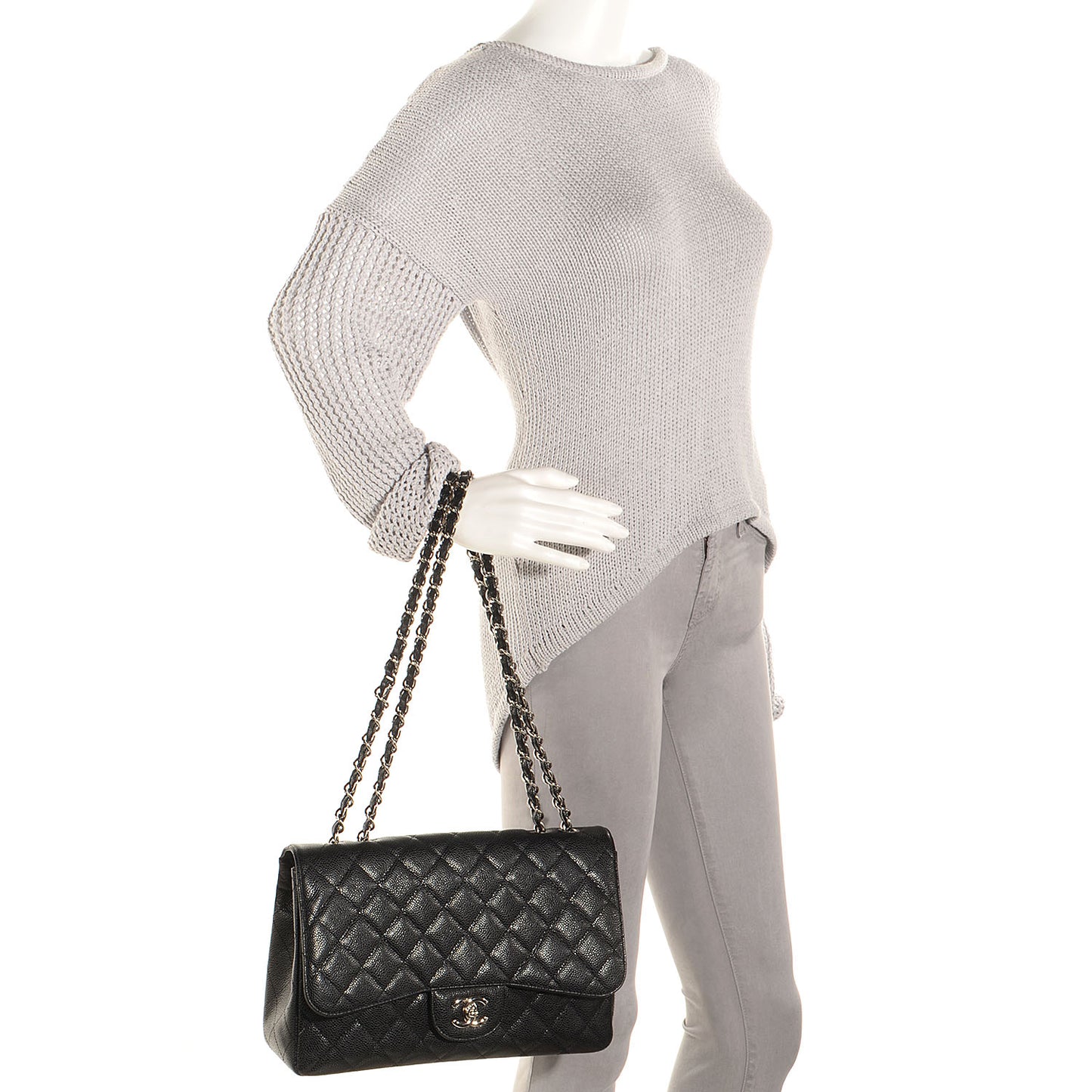 Caviar Jumbo Single Flap Black