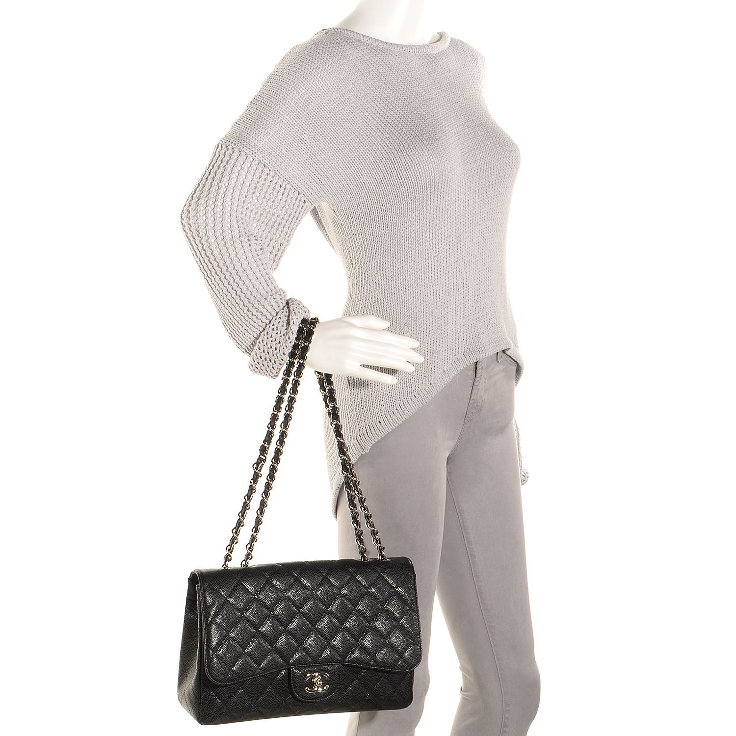 Chanel Caviar Jumbo Single Flap Black 2 of 8
