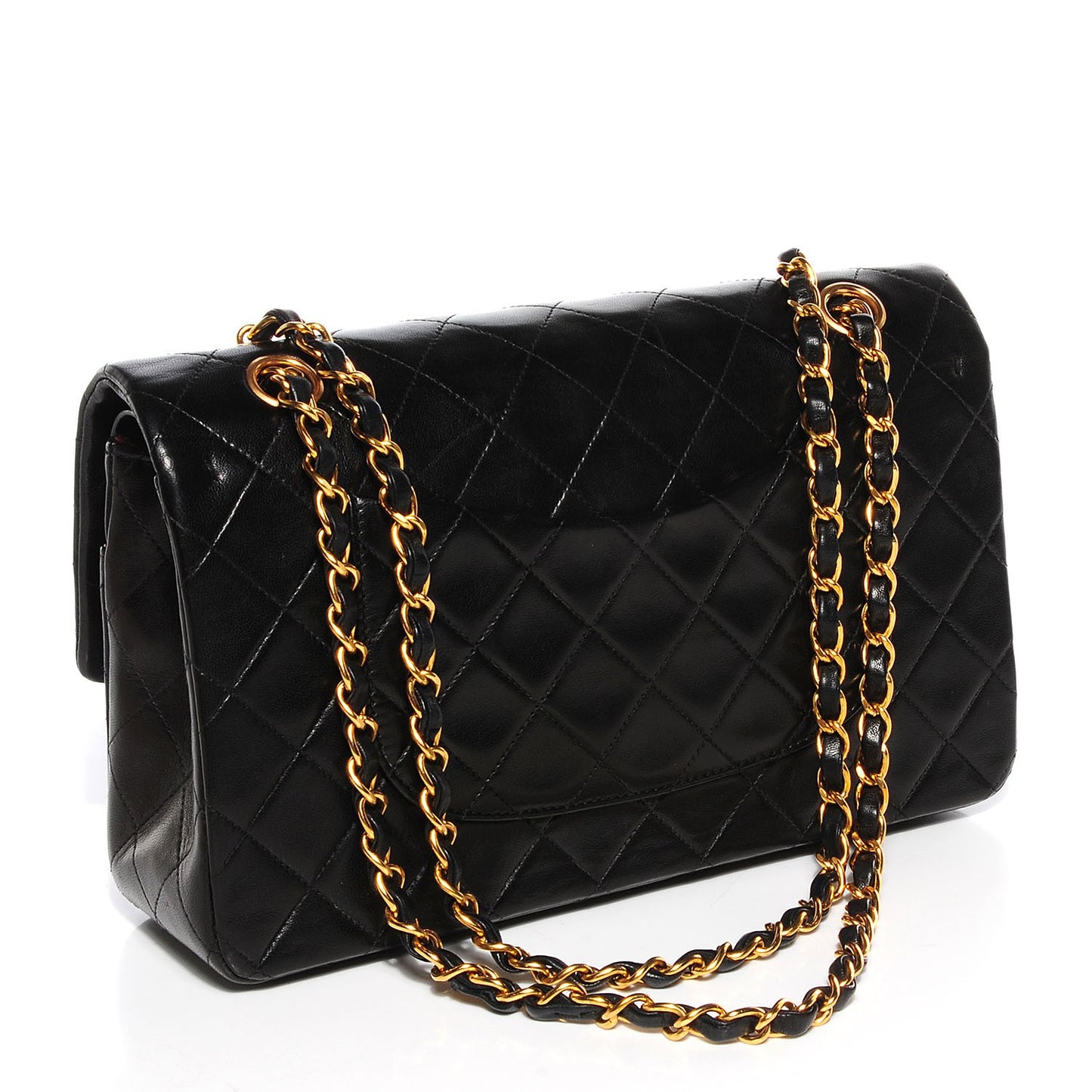 Lambskin Medium Double Flap Black