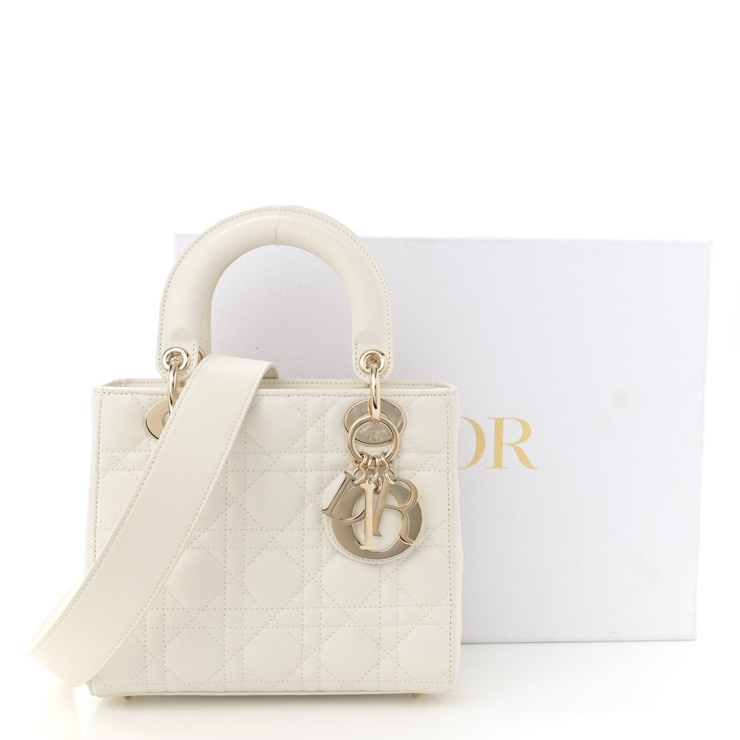 Lambskin Cannage Small My ABCDior Lady Dior White