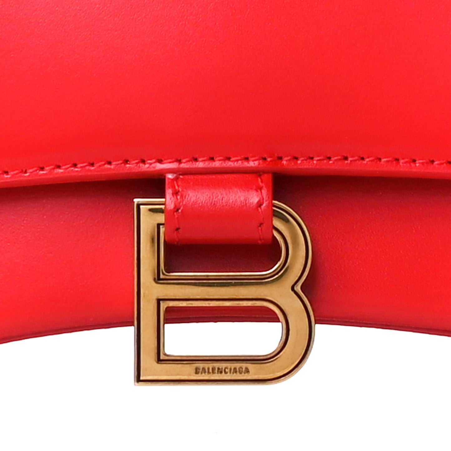 Shiny Box Calfskin Small Hourglass Top Handle Bag Bright Red