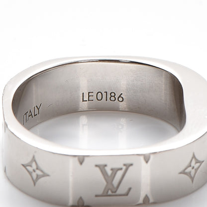 Louis Vuitton Brass Monogram Engraved Nanogram Ring M Palladium 8 of 9