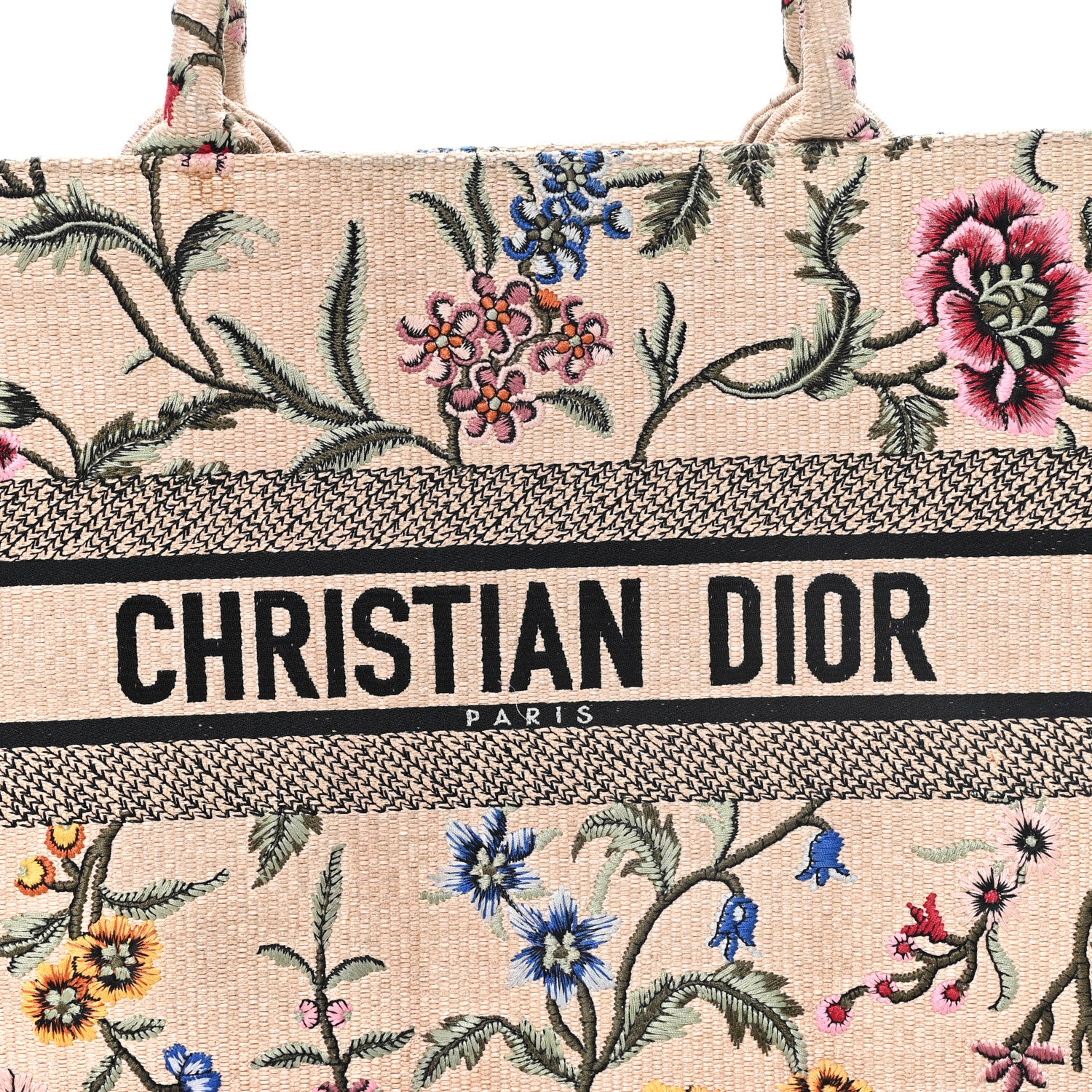 Christian Dior Raffia Embroidered Petites Fleurs Medium Book Tote Natural 8 of 12