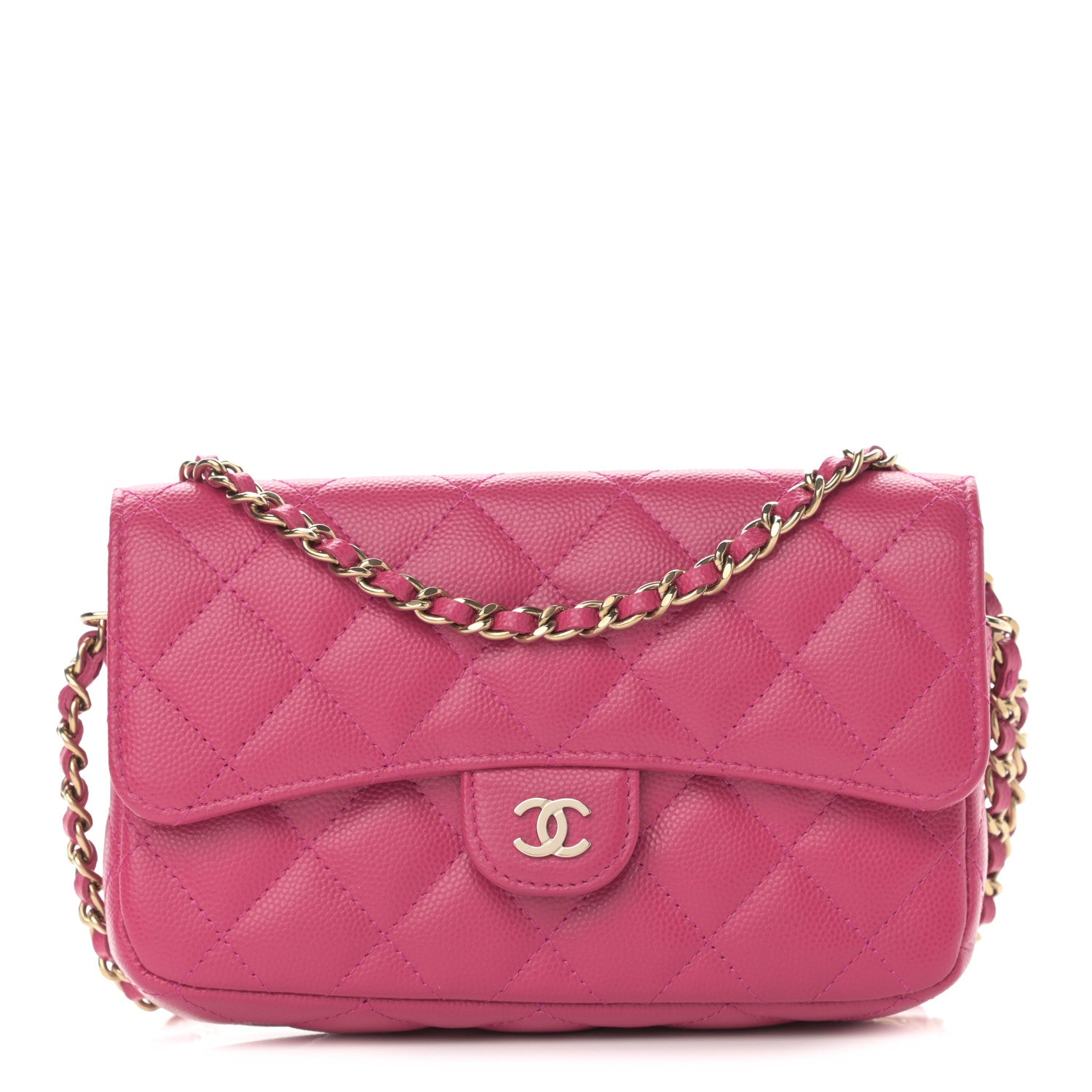 Chanel Caviar Quilted Flap Phone Holder With Chain Pink 1 of 13