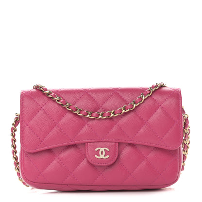 Chanel Caviar Quilted Flap Phone Holder With Chain Pink 1 of 13