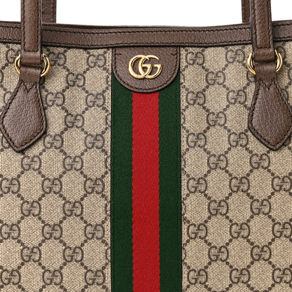 Gucci GG Supreme Monogram Textured Calfskin Web Medium Ophidia Shopping Tote Beige Ebony New Acero 8 of 10