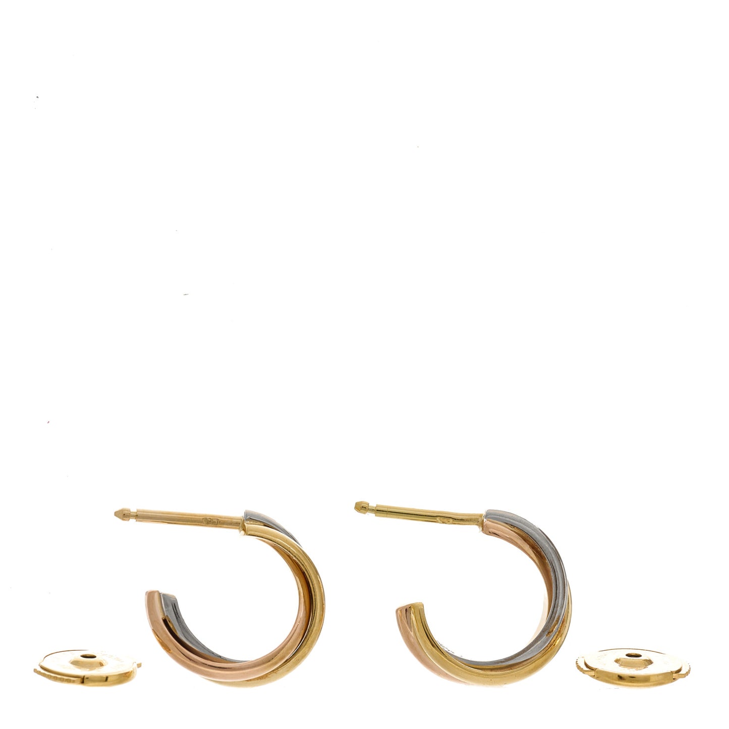 18K Pink Yellow White Gold Small Trinity Hoop Earrings
