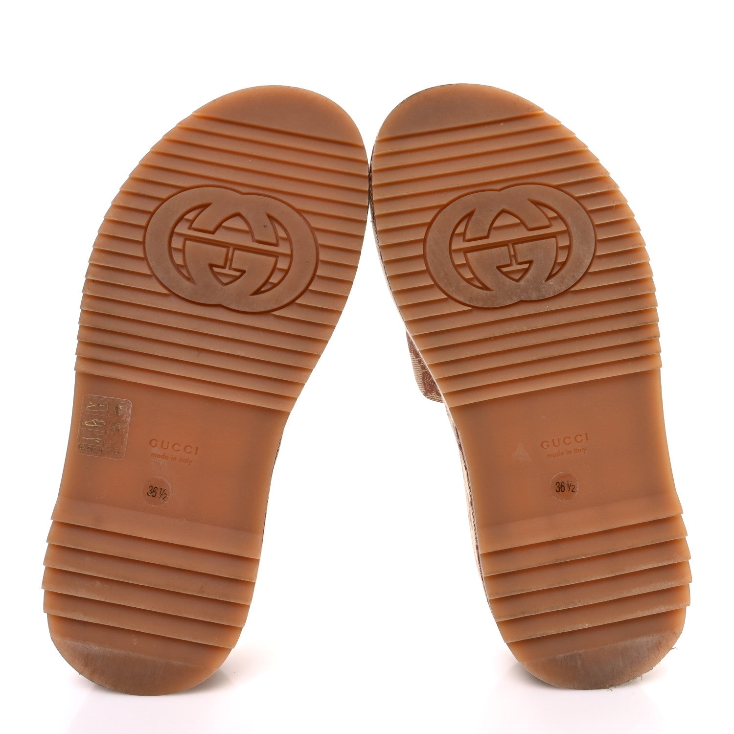 Gucci Canvas GG Monogram Angelina Platform Slide Sandals 36.5 Beige Ruggine 7 of 12