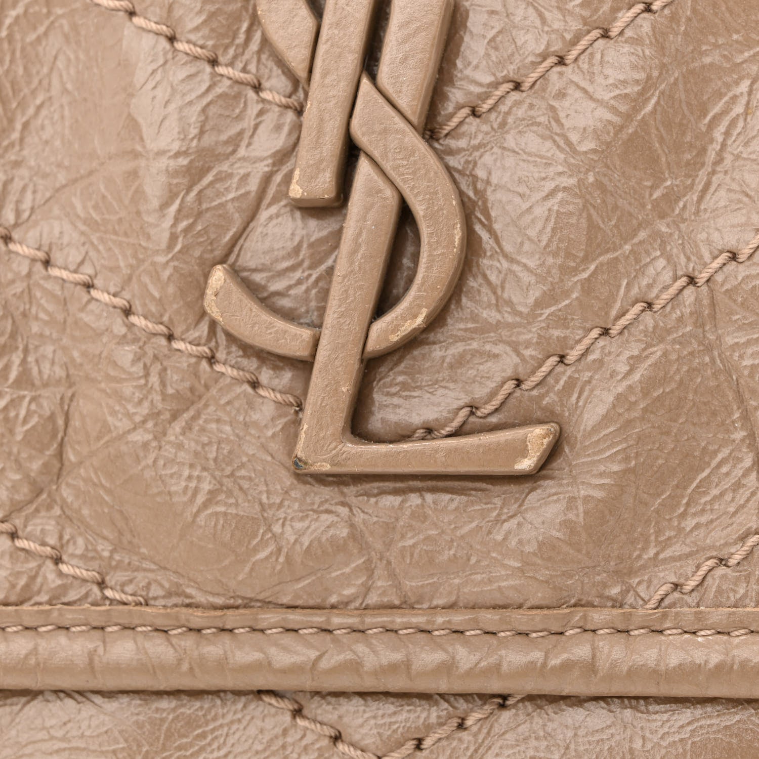 Saint Laurent Crinkled Calfskin Matelasse Monogram Large Niki Chain Satchel Light Taupe 13 of 19