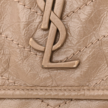 Saint Laurent Crinkled Calfskin Matelasse Monogram Large Niki Chain Satchel Light Taupe 13 of 19