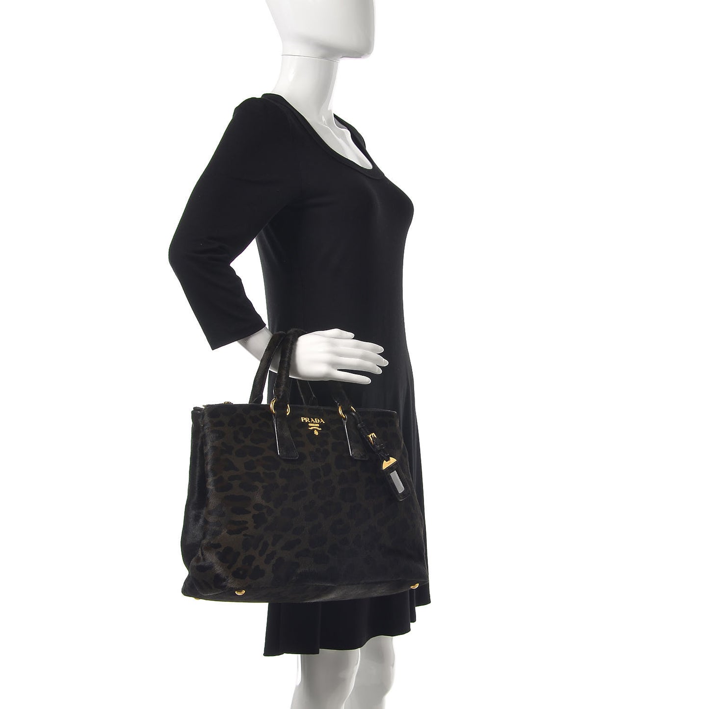 Calf Hair Leopard Print Medium Galleria Double Zip Tote Mimetico