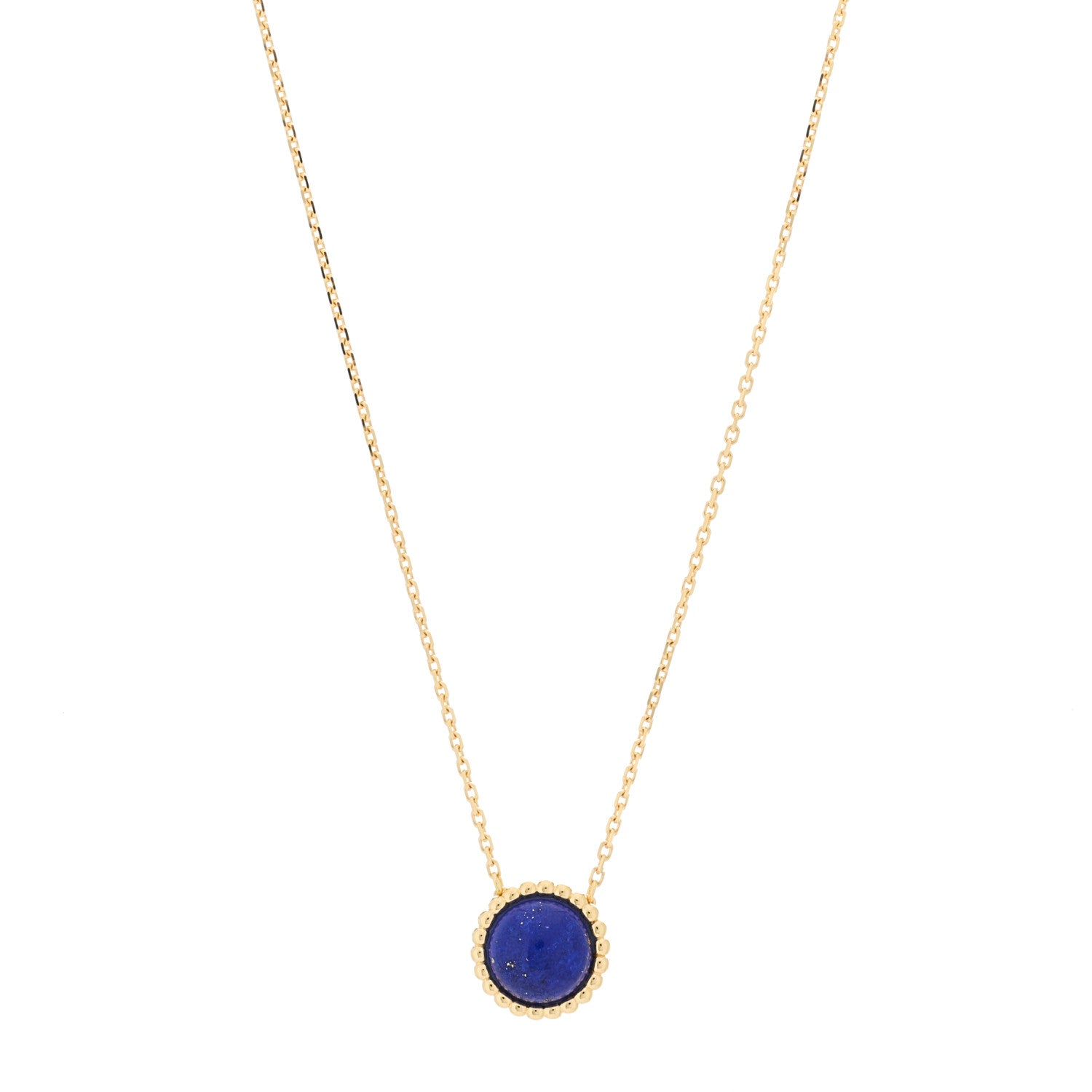 Van Cleef & Arpels 18K Yellow Gold Lapis Lazuli Perlee Couleurs Pendant Necklace 1 of 6