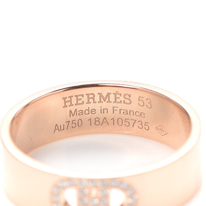 Hermes 18K Rose Gold Diamond PM H D'Ancre Ring 53 6.5 4 of 5
