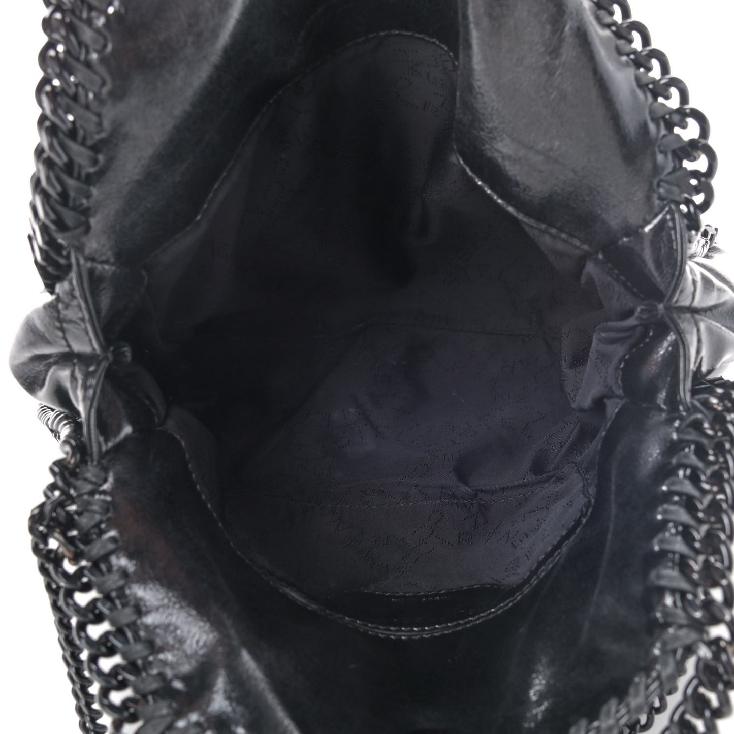 Patent Eco Alter Nappa Quilted Mini Falabella Fold Over Tote Black