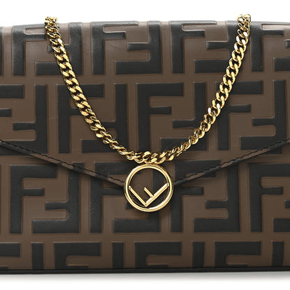 Fendi Vitello Soft F is Fendi Bi-Color FF 1974 Embossed Envelope Wallet On Chain with Pouches Maya Black 10 of 12