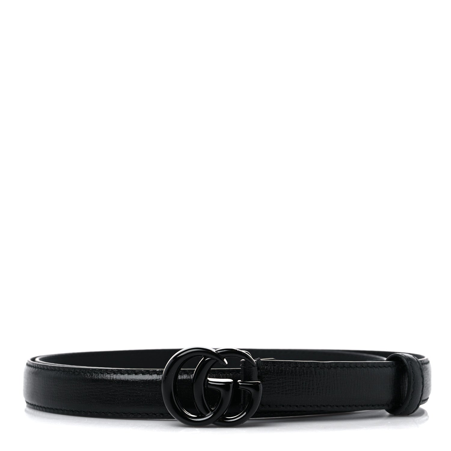 Gucci Azalea Calfskin Enamel Monochrome Double G 20mm Belt 95 38 Black 1 of 4