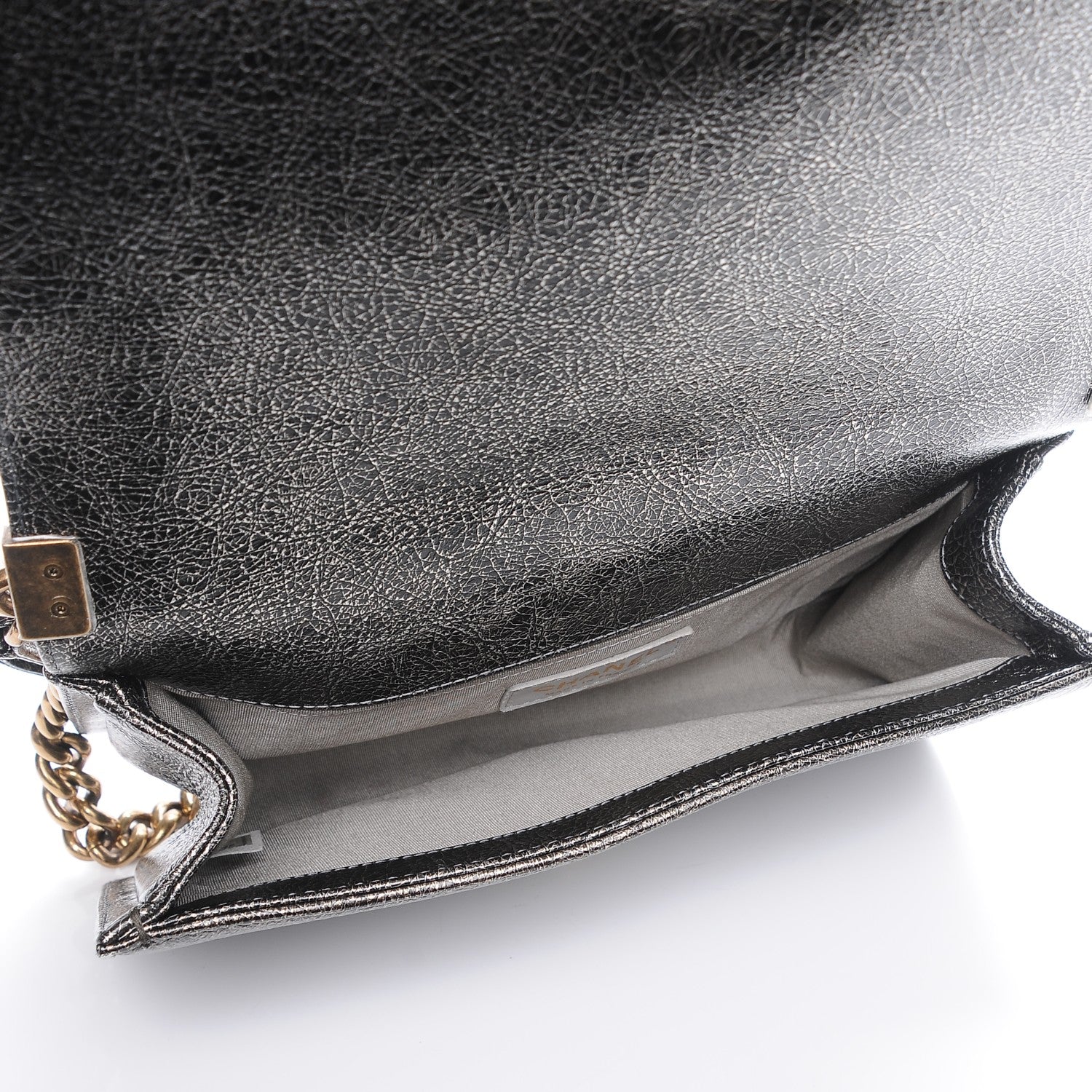 Chanel Cracked Metallic Calfskin Quilted Medium Boy Flap Silver 5 of 7
