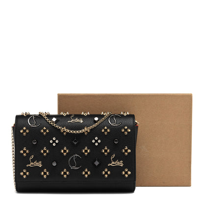 Christian Louboutin Grained Calfskin Spikes Loubinthesky Paloma Wallet On Chain Black Multimetal 10 of 10
