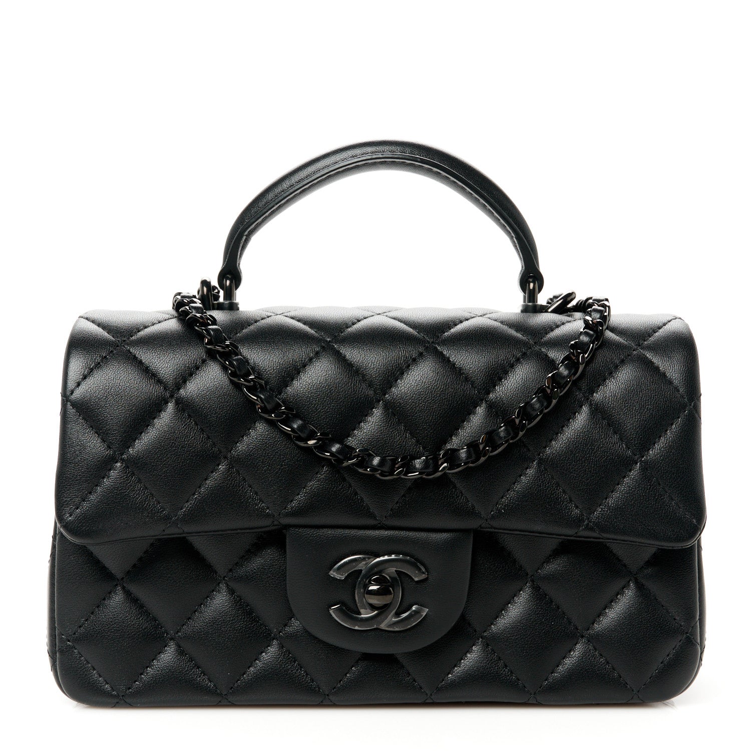 Chanel Lambskin Quilted Mini Top Handle Rectangular Flap So Black 1 of 11