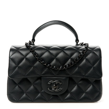 Chanel Lambskin Quilted Mini Top Handle Rectangular Flap So Black 1 of 11