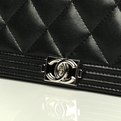 Chanel Calfskin Quilted Boy Wallet On Chain WOC Black 7 of 9