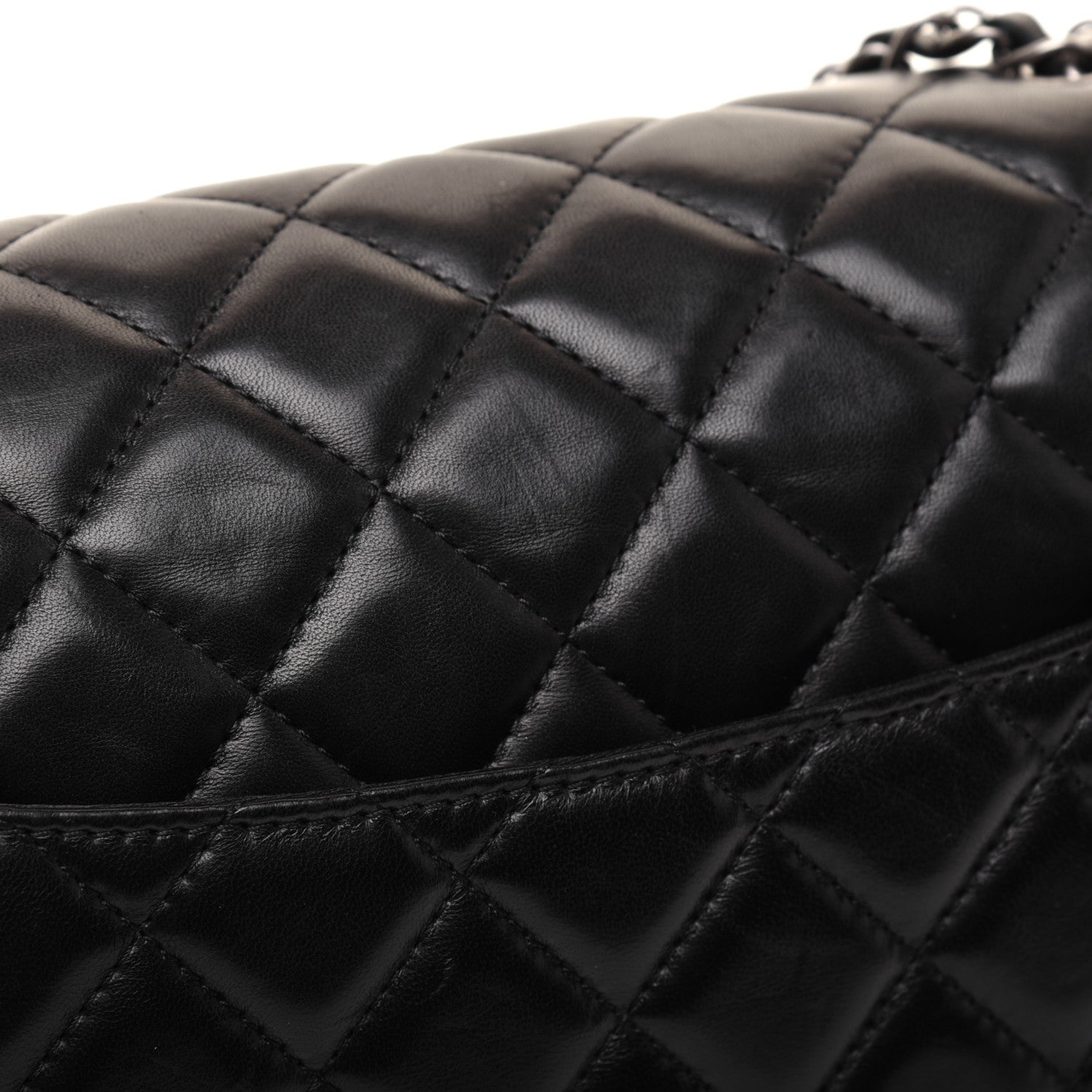 Chanel Lambskin Quilted Jumbo Grocery By Chanel Drawstring Shopping Bag Black 23 of 25