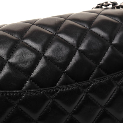 Chanel Lambskin Quilted Jumbo Grocery By Chanel Drawstring Shopping Bag Black 23 of 25