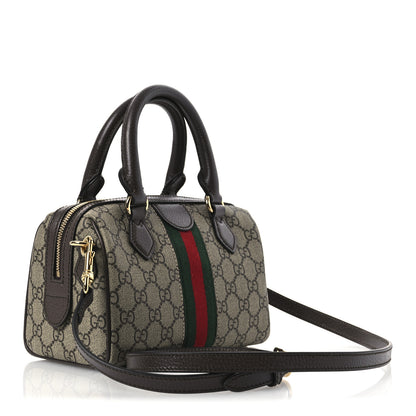 Gucci GG Supreme Monogram Textured Dollar Calfskin Web Mini Ophidia Top Handle Bag Beige Ebony New Acero 3 of 10