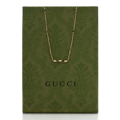 Gucci 18K Yellow Gold Green Tourmaline Link to Love Bar Necklace 5 of 5