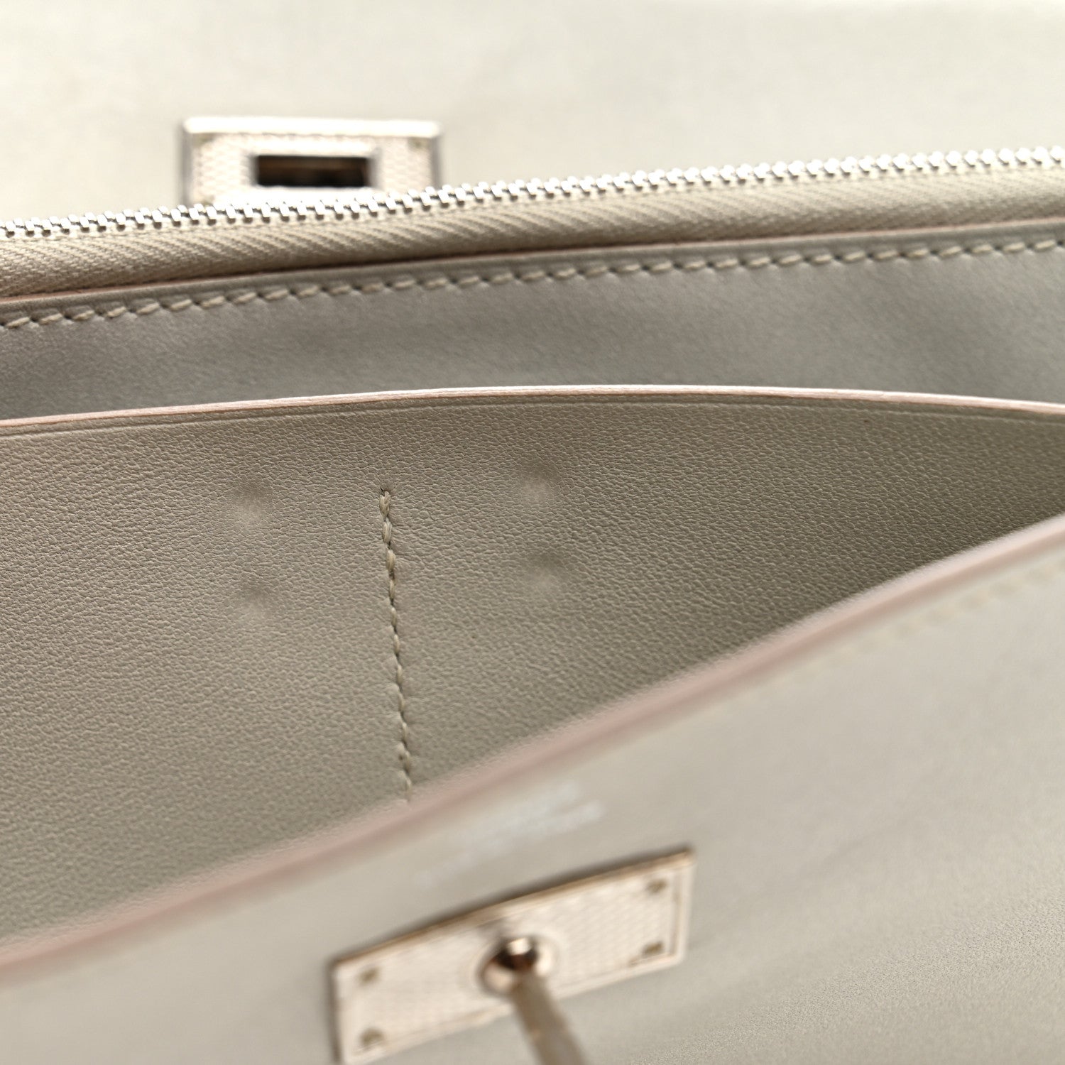 Hermes Box Guilloche Kelly Longue Wallet Gris Perle 9 of 12