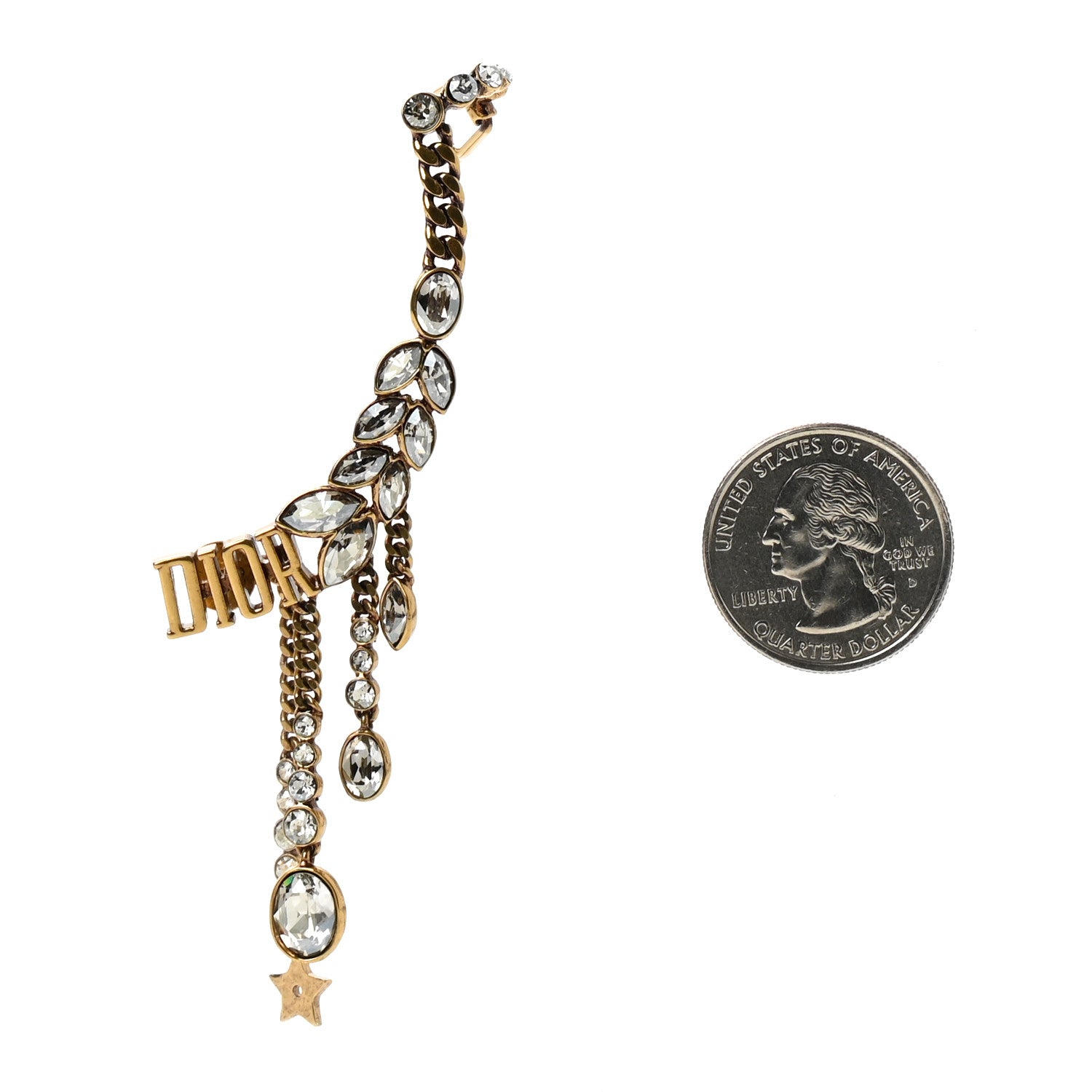Christian Dior Crystal Metal Logo Dio(r)evolution Earring Aged Gold 2 of 4