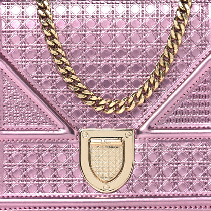 Christian Dior Metallic Patent Micro-Cannage Diorama Wallet on Chain Pouch Pink 8 of 10