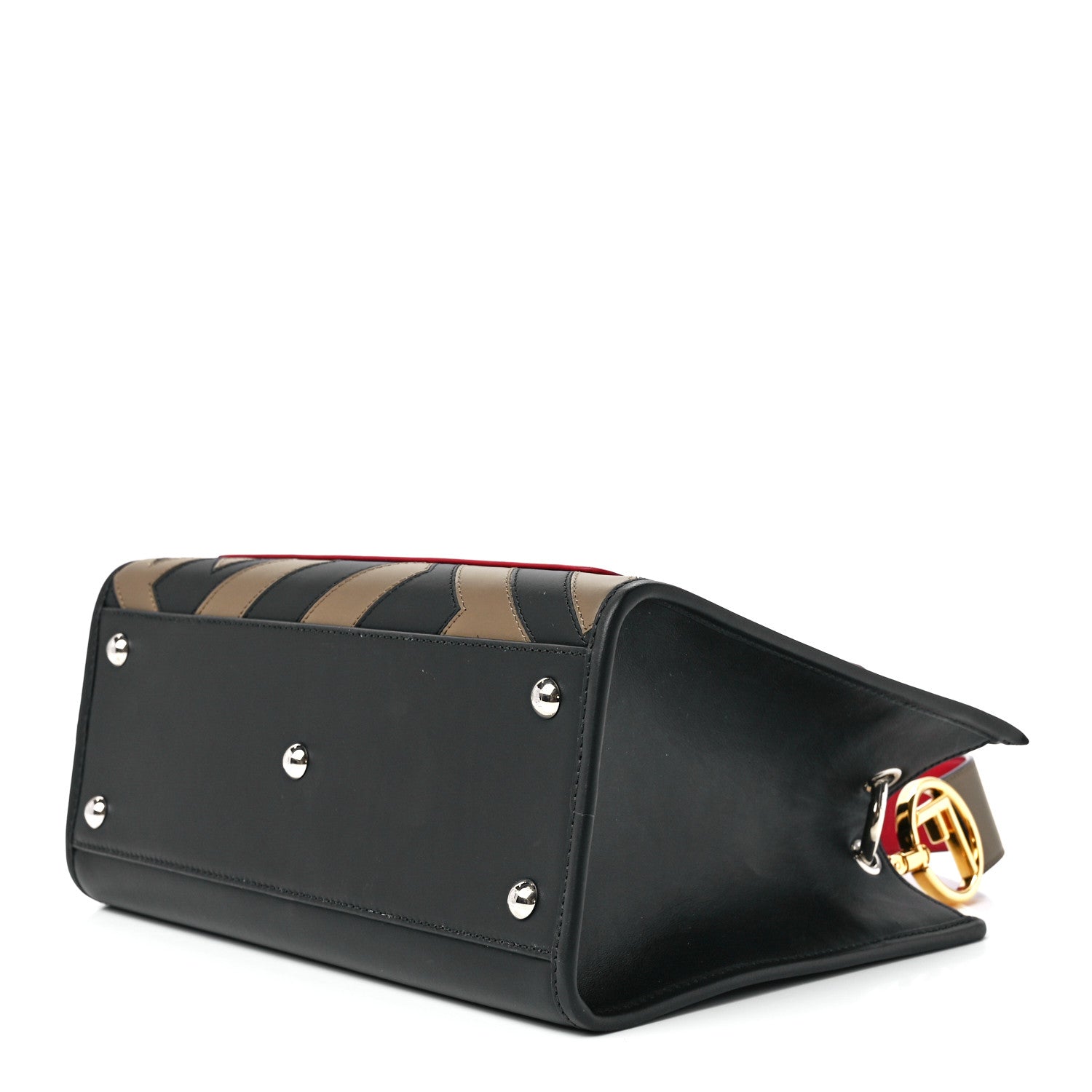 Fendi Vitello Century F is Fendi FF Diagonal Inlay Small Runaway Satchel Fango Black Fragola 10 of 12