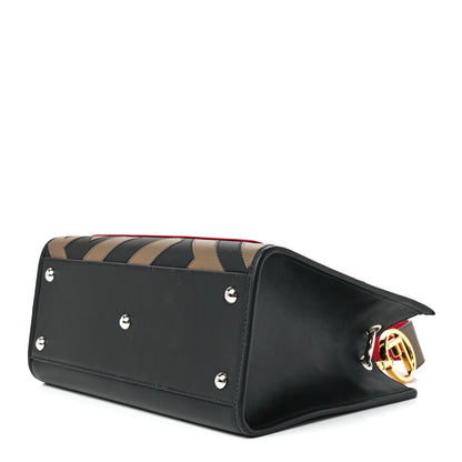 Fendi Vitello Century F is Fendi FF Diagonal Inlay Small Runaway Satchel Fango Black Fragola 10 of 12