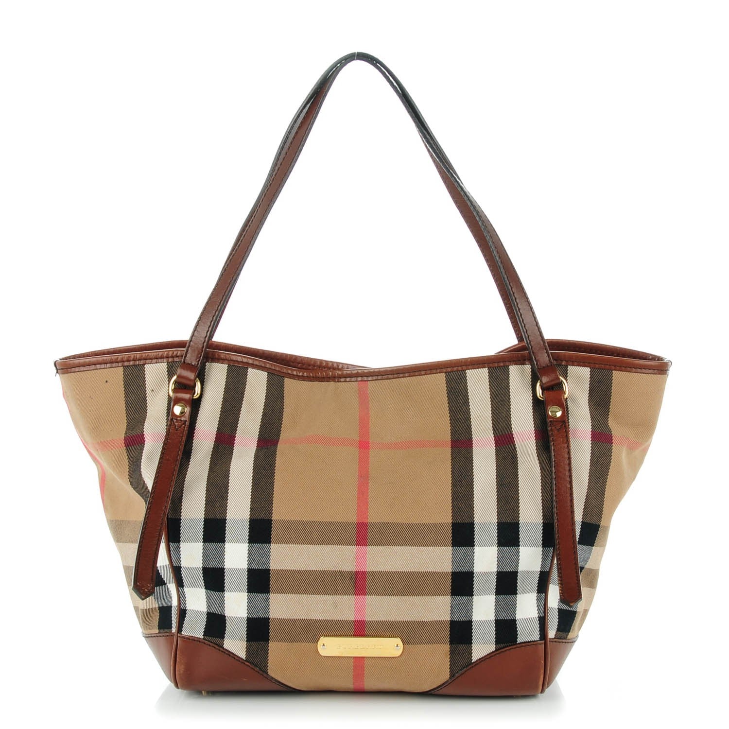 Burberry House Check Small Canterbury Tote Dark Tan 1 of 8