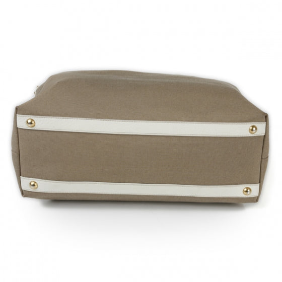 Jacquard Canvas Logo Studded Tote