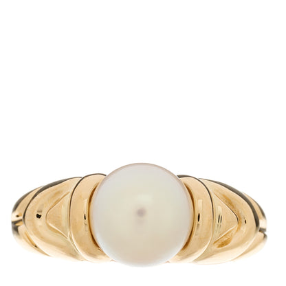 Bulgari 18K Yellow Gold Pearl Passo Doppio Ring 52 6 1 of 5
