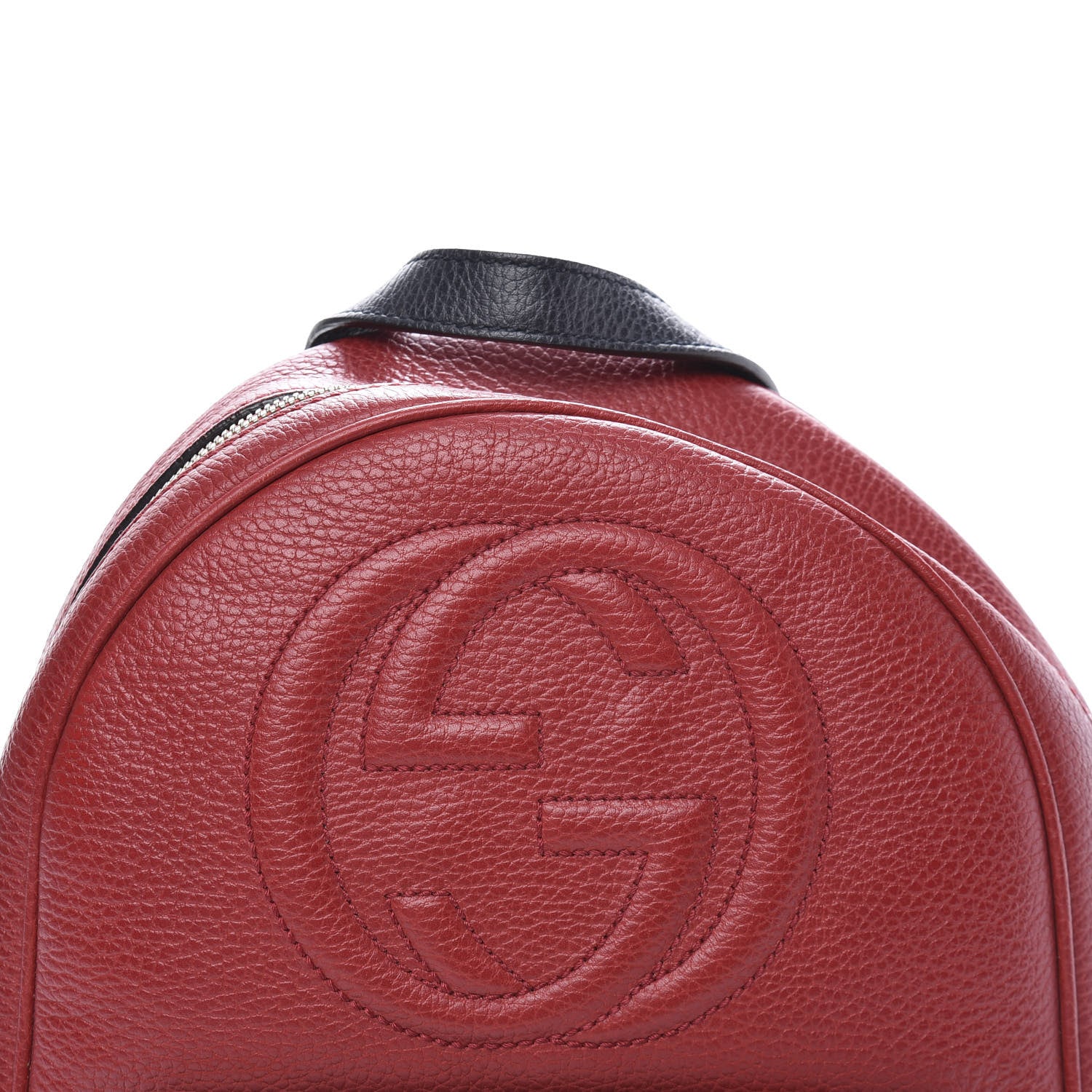 Gucci Pebbled Calfskin Bi-Color Soho Chain Backpack Red Navy 14 of 14