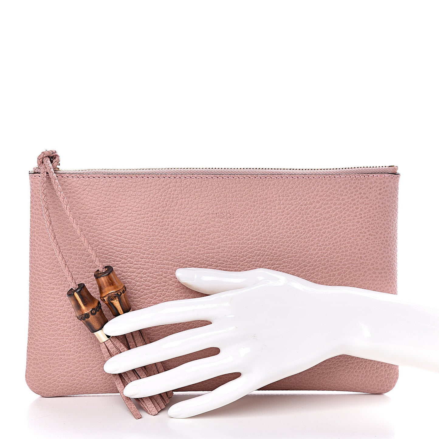 Calfskin Bamboo Clutch Pink