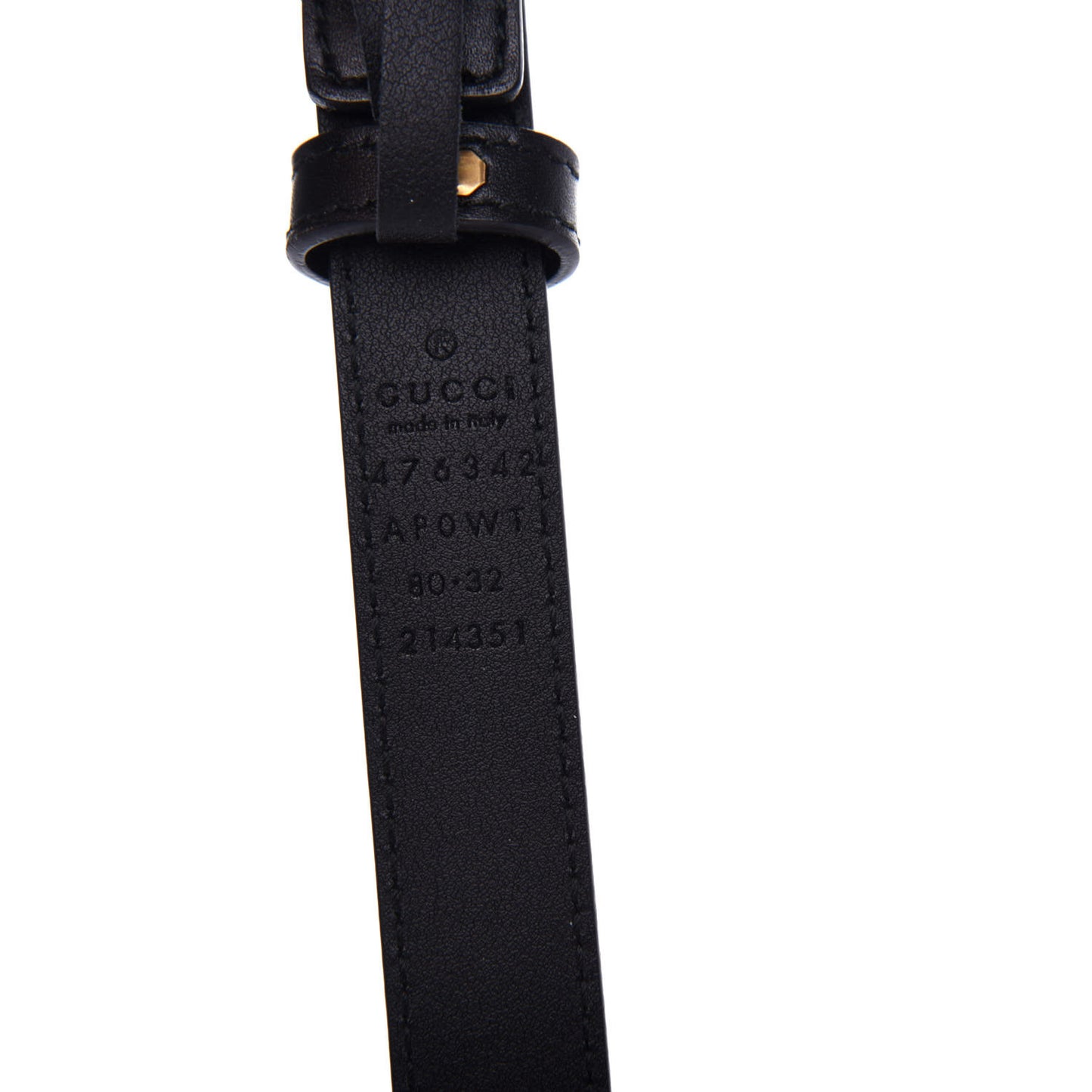 Moon Calfskin Pearl Double G 20mm Belt 80 32 Black Cream