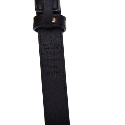 Gucci Moon Calfskin Pearl Double G 20mm Belt 80 32 Black Cream 5 of 5