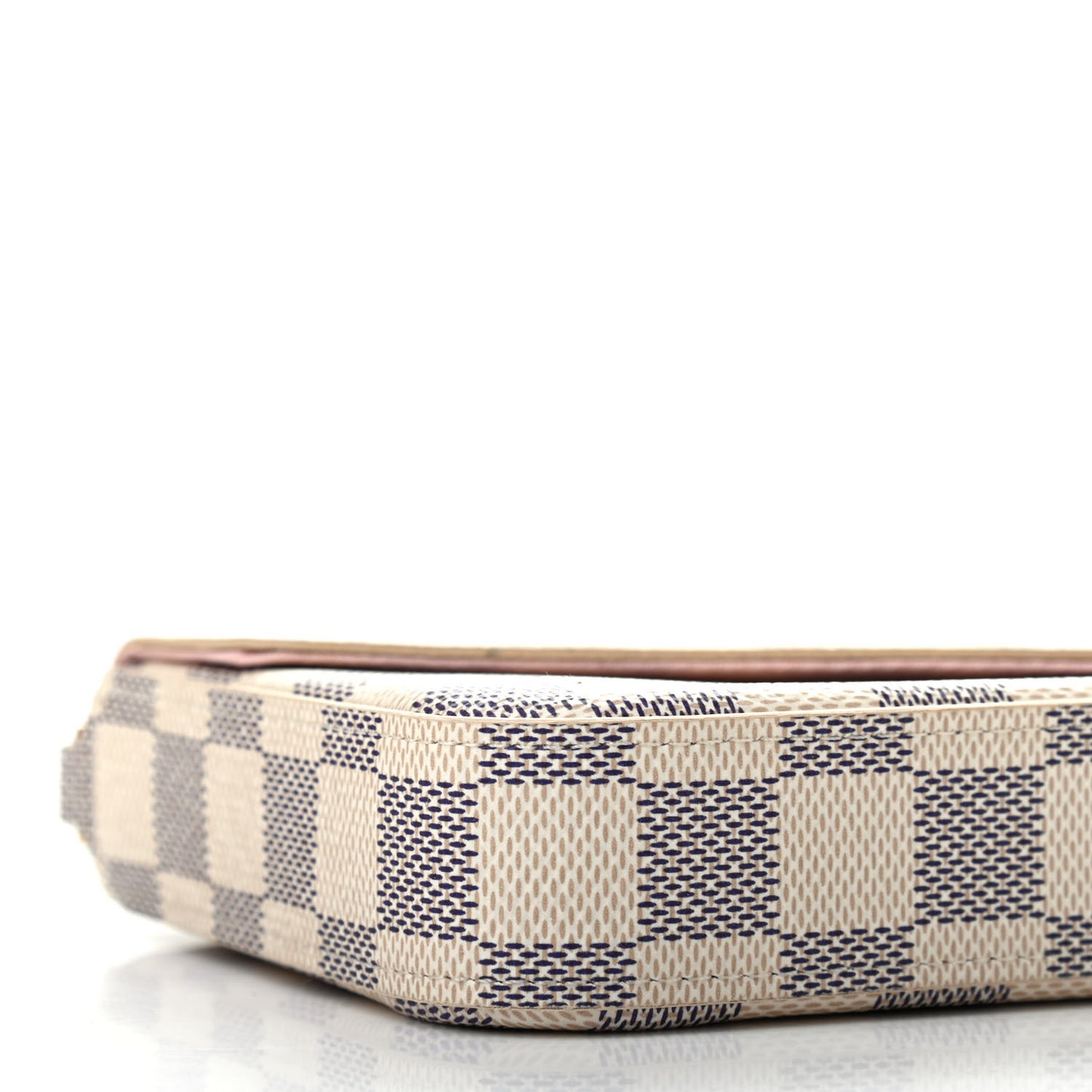 Damier Azur Pochette Felicie Chain Wallet Rose Ballerine