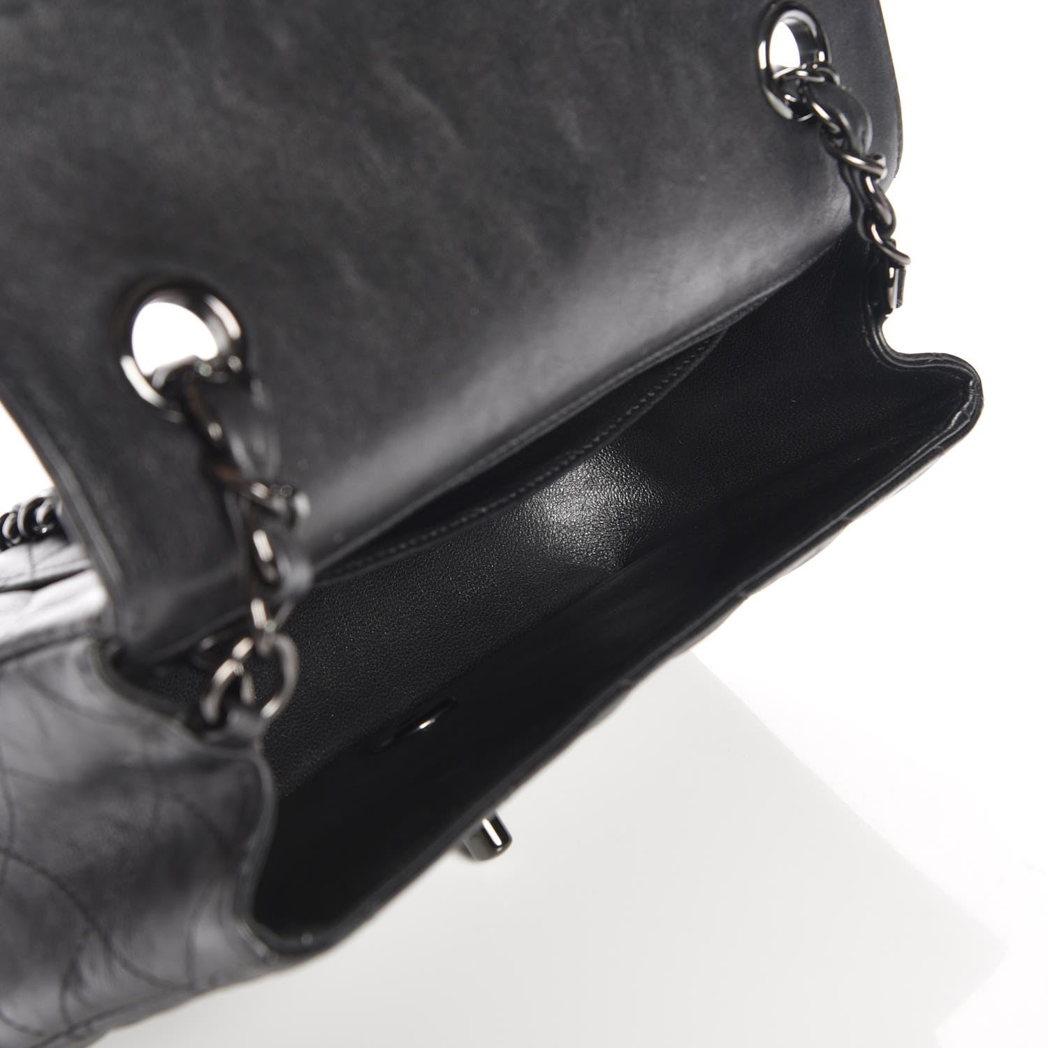 Chanel Crumpled Calfskin Quilted Mini Rectangular Flap So Black 5 of 8