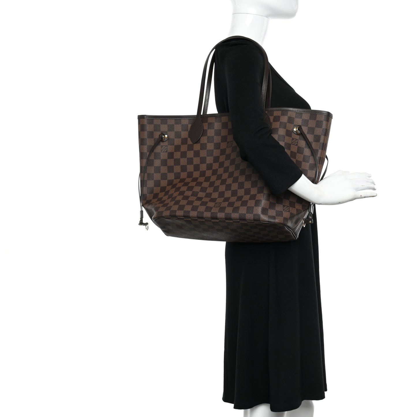 LOUIS VUITTON Damier Ebene Neo Neverfull MM Rose Ballerine